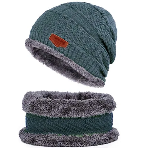 Steel-Grey_Men's_and_Women's_Fur_Wool_Knit_Hat_Thick_Fleece_Lined_Winter_Beanie_Cap_with_Neck_Warmer_Set_(Steel_Grey,_Free_Size)_|_Steel-Grey