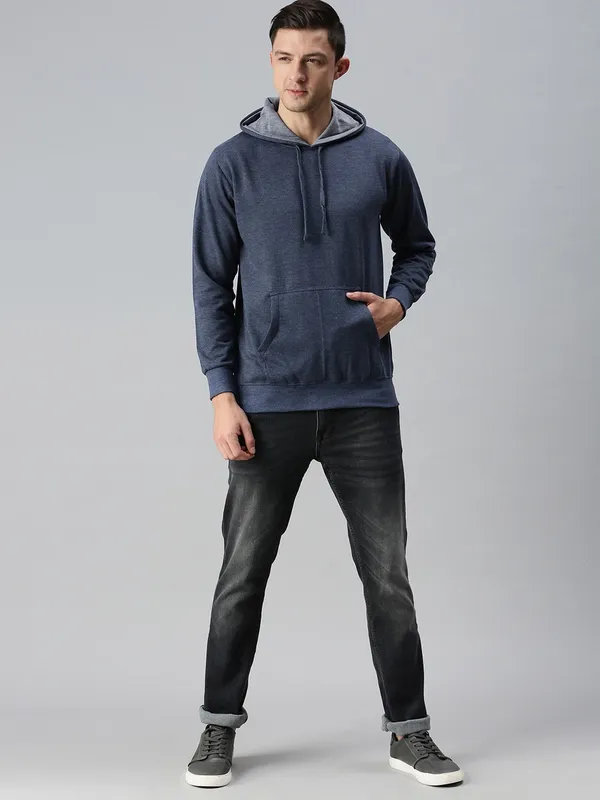 Melange_Blue_Hoodie_For_Men