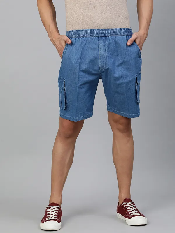 Flat-Front_Cargo_Shorts_with_Elasticated_Waist_for_Men_|_Blue