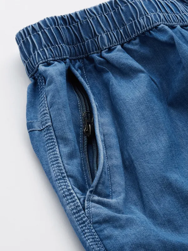 Flat-Front_Cargo_Shorts_with_Elasticated_Waist_for_Men_|_Blue