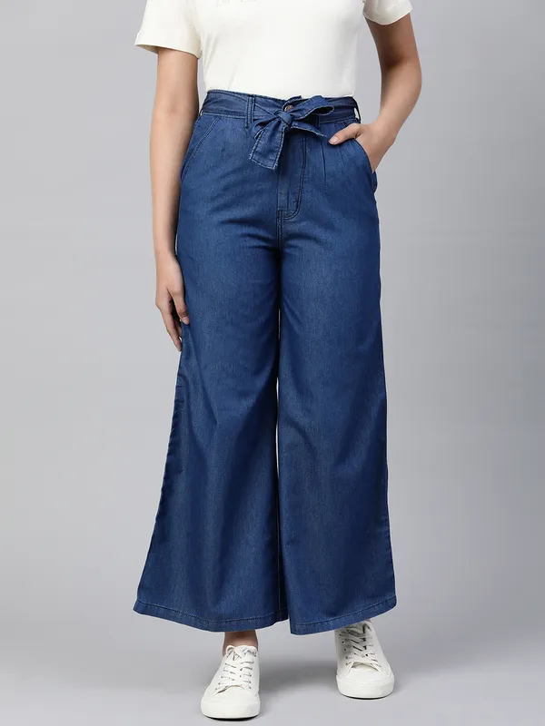 Regular_Denim_Plazzo_For_Women_|_Blue
