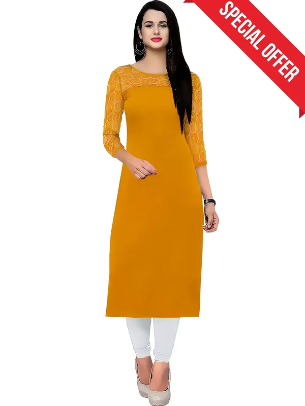 Women_Yellow_Premium_Crepe_Solid_Straight_A-Line_Kurtis
