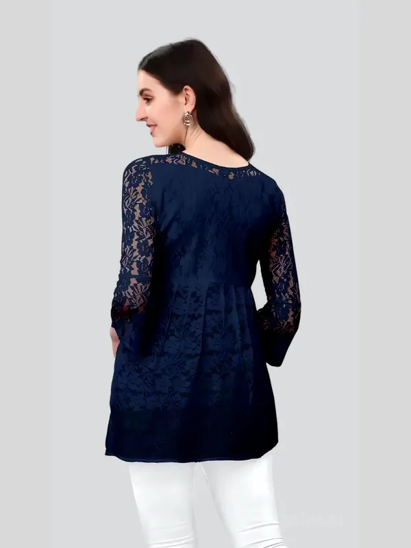 Blue_Primiuam_Russel_Net_With_Crepe_Inner_Bell_Sleeve_Tops