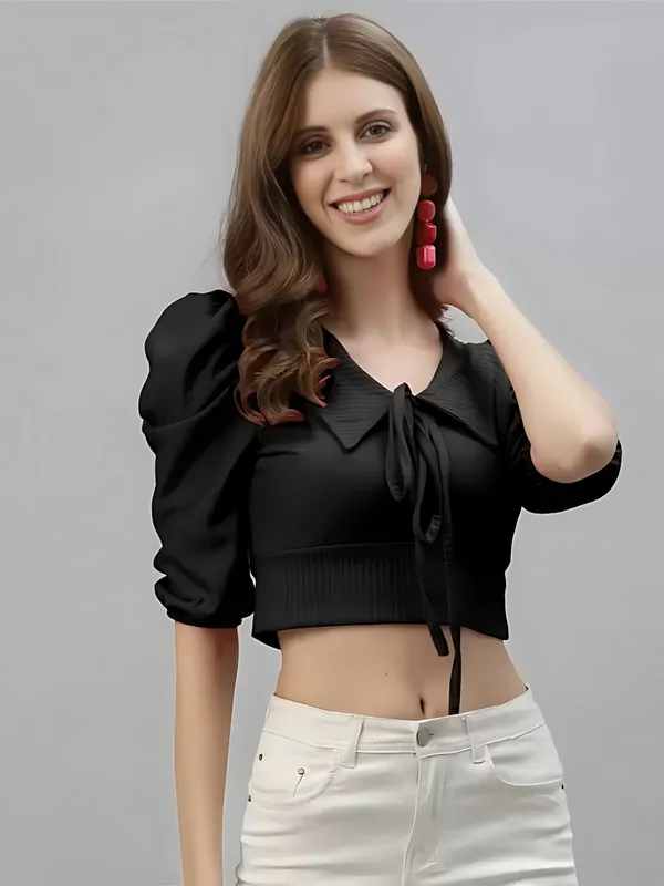 Black_Polyester_Solid_Tie-Up_Coller_Neck_Crop_Tops