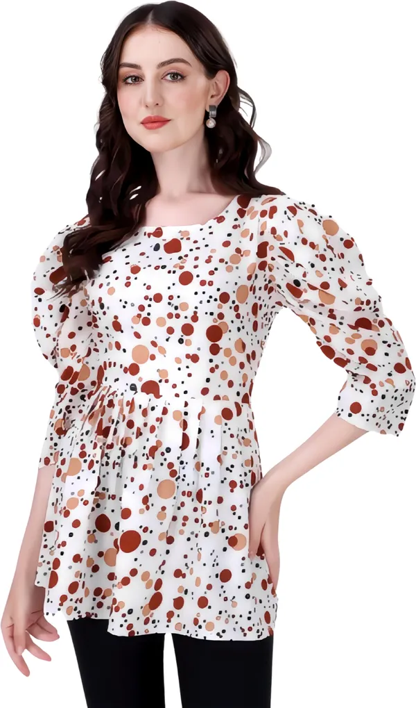 Brown_Classic_Crepe_2D_Dot_Trending_Tunic_Tops