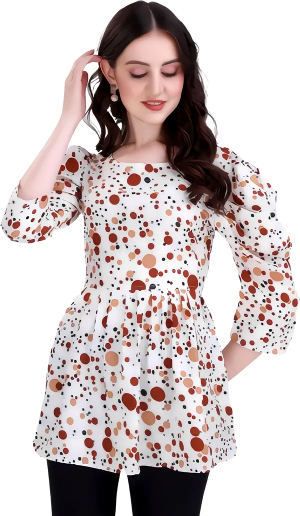 Brown_Classic_Crepe_2D_Dot_Trending_Tunic_Tops