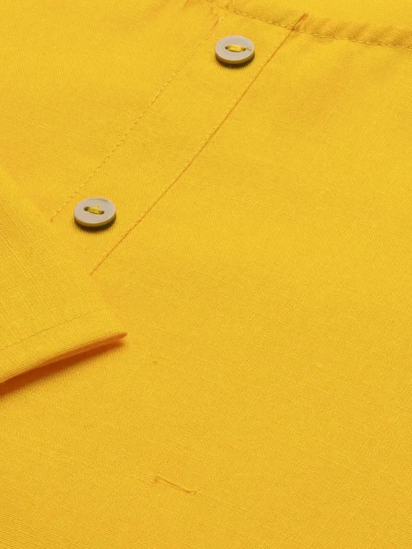 Yellow_Premium_Cotton_Blend_Solid_Straight_Kurtis_With_Pocket