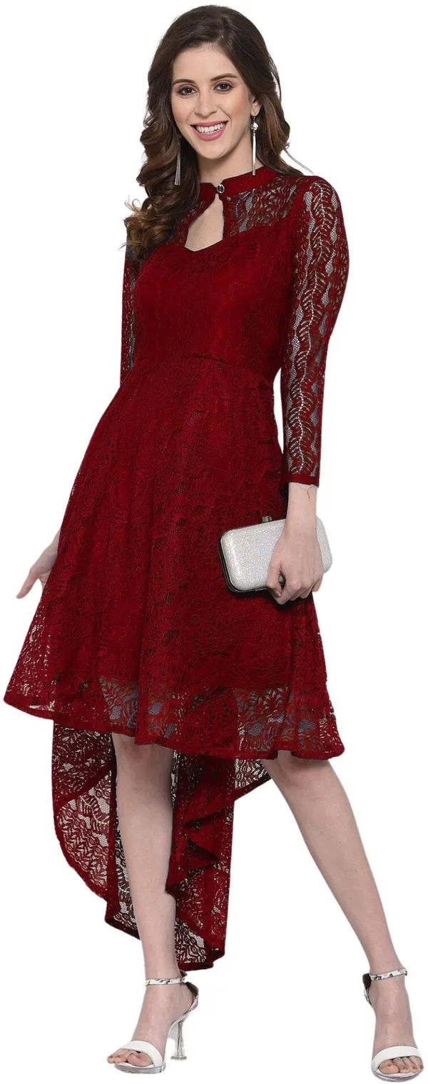 Maroon_Heavy_Coding_Net_With_Inner_Premium_High_Low_Dress_For_Women