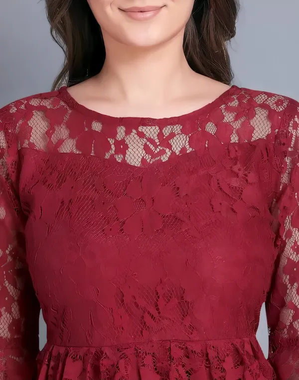Maroon_Primiuam_Russel_Net_With_Crepe_Inner_Bell_Sleeve_Tops