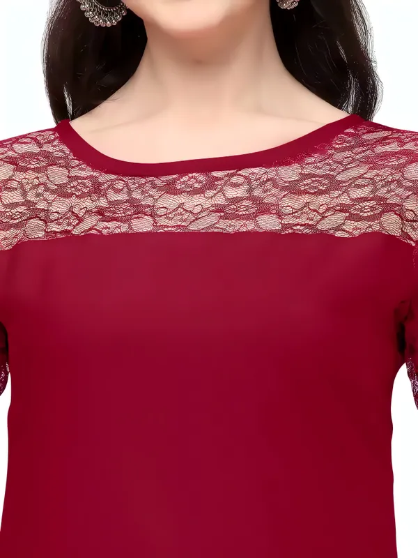 Women_Maroon_Premium_Crepe_Solid_Straight_A-Line_Kurtis