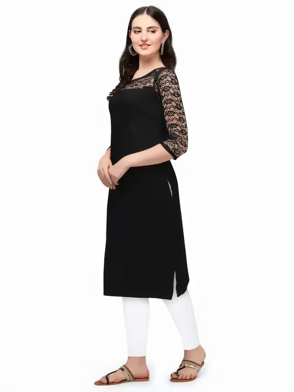 Black_Crepe_Solid_Kurta_For_Women
