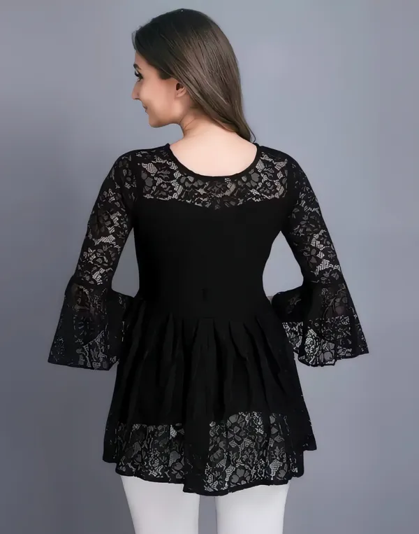 Black_Primiuam_Russel_Net_With_Crepe_Inner_Bell_Sleeve_Tops