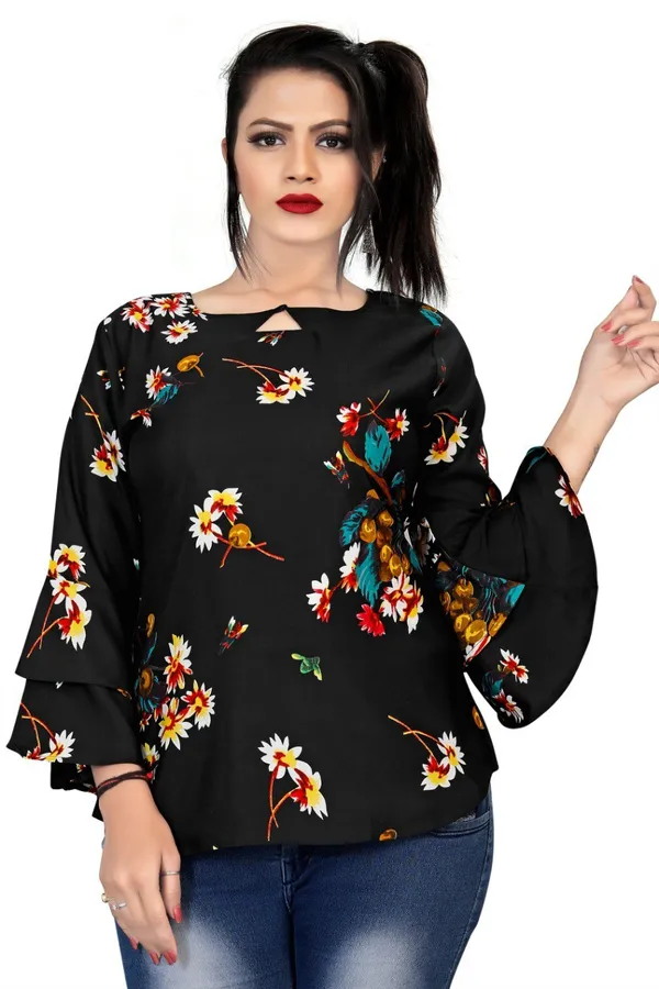 Black_Crepe_Printed_Top_For_Women