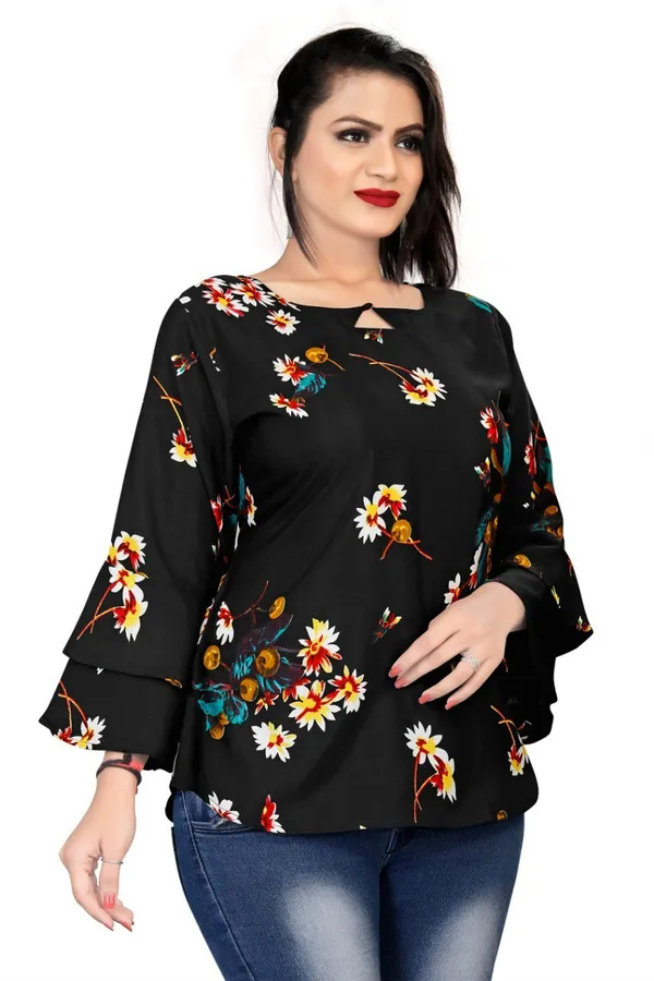 Black_Crepe_Printed_Top_For_Women