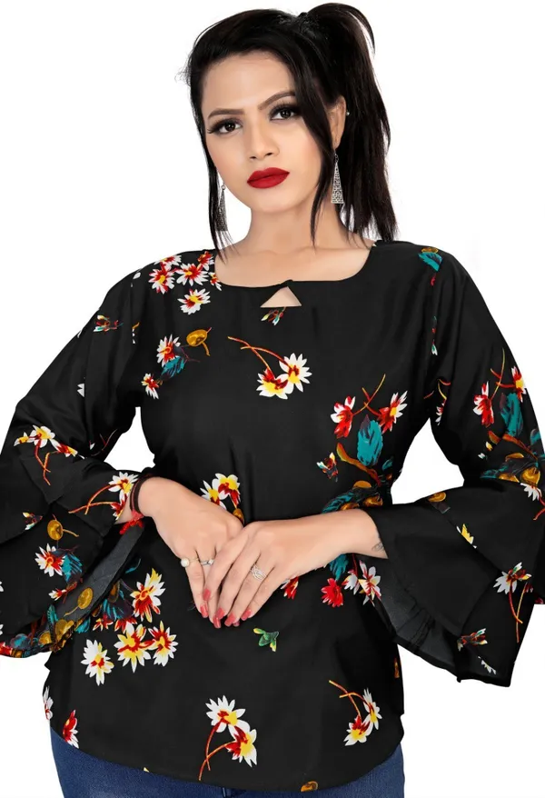 Black_Crepe_Printed_Top_For_Women