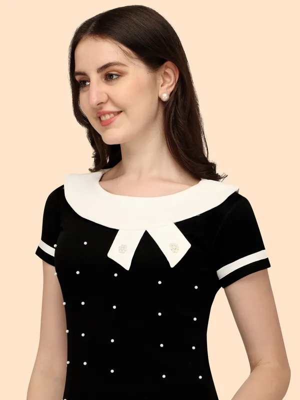Black_Casual_Wear_polyester_Moti_Stylish_Solid_T-Shirts