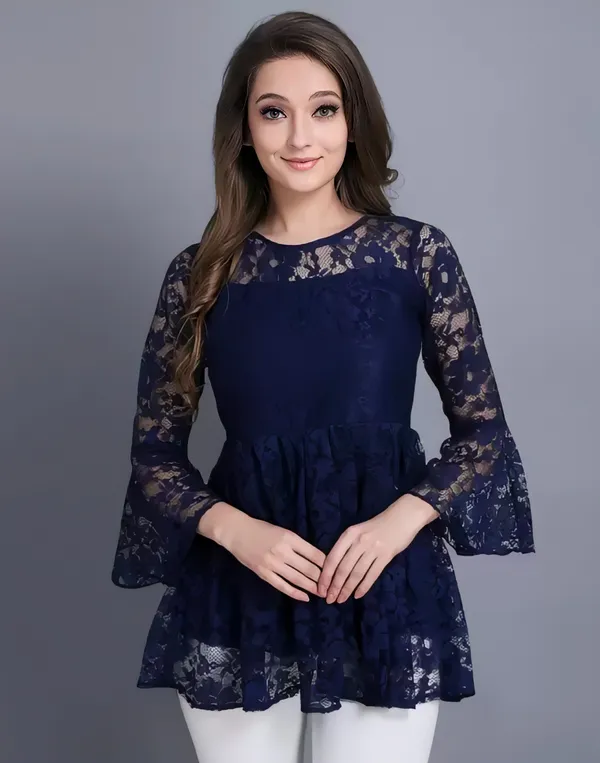 Blue_Primiuam_Russel_Net_With_Crepe_Inner_Bell_Sleeve_Tops