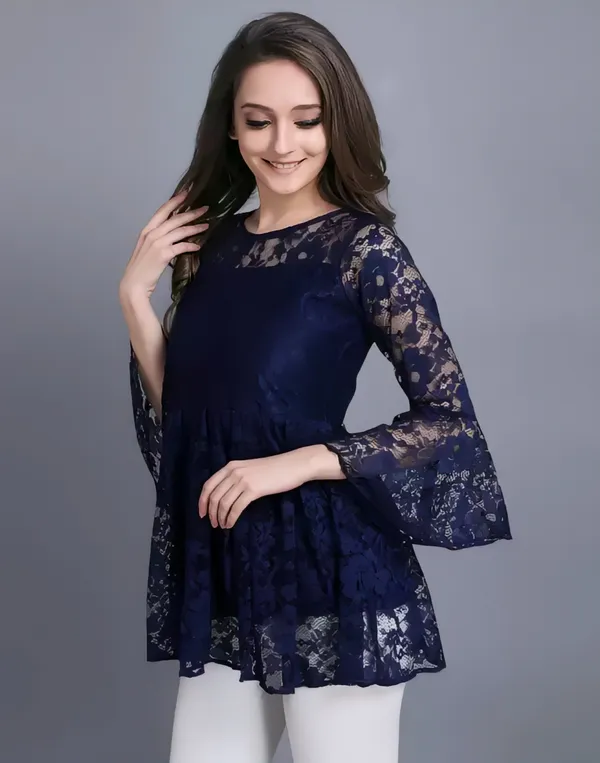 Blue_Primiuam_Russel_Net_With_Crepe_Inner_Bell_Sleeve_Tops