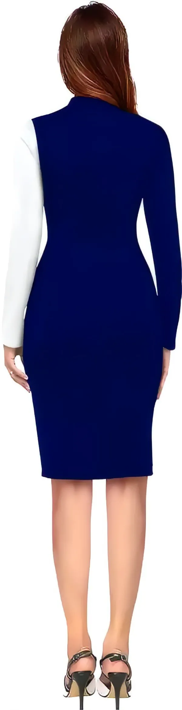Blue_&_White_Polyester_Classic_Neck_Bodycon_Dress_With_Comfortable_Belt