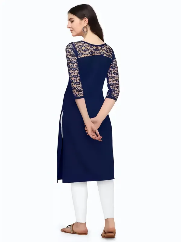 Women_Blue_Premium_Crepe_Solid_Straight_A-Line_Kurtis