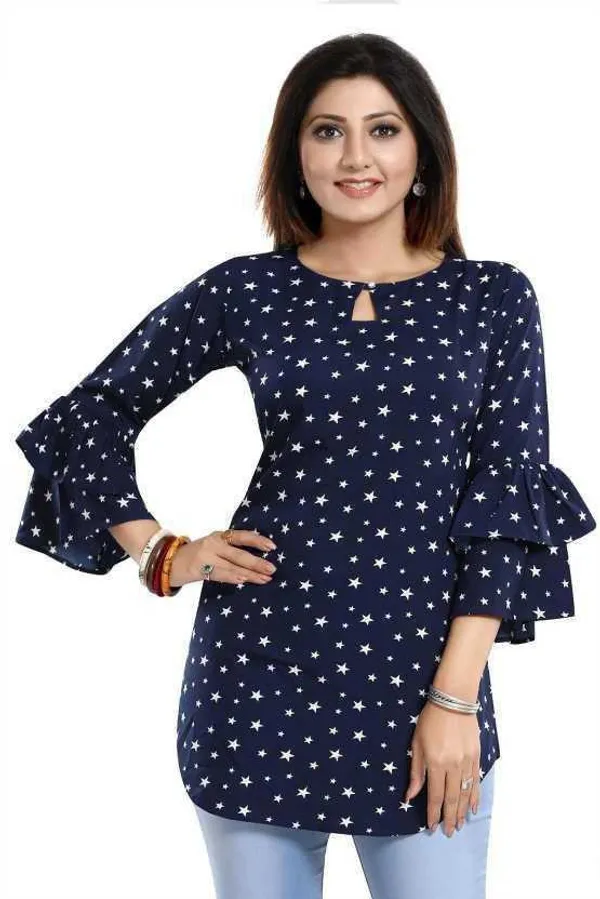 Blue_Crepe_Star_Printed_Keyhole_Neck_Tunic_Tops