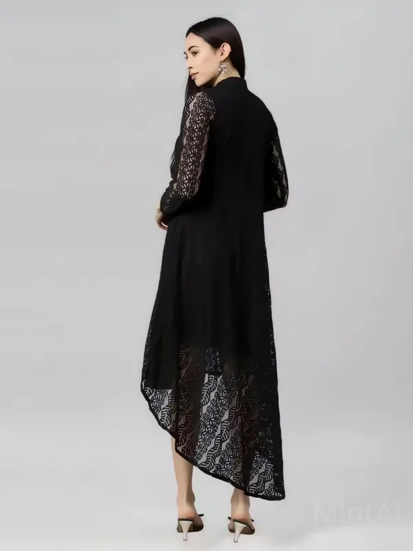 Black_Coding_Net_With_Inner_Premium_High_Low_Dress_For_Women