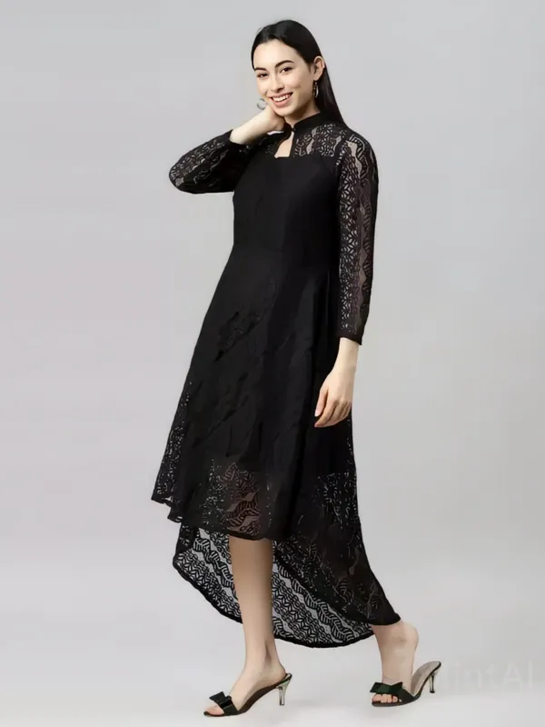 Black_Coding_Net_With_Inner_Premium_High_Low_Dress_For_Women