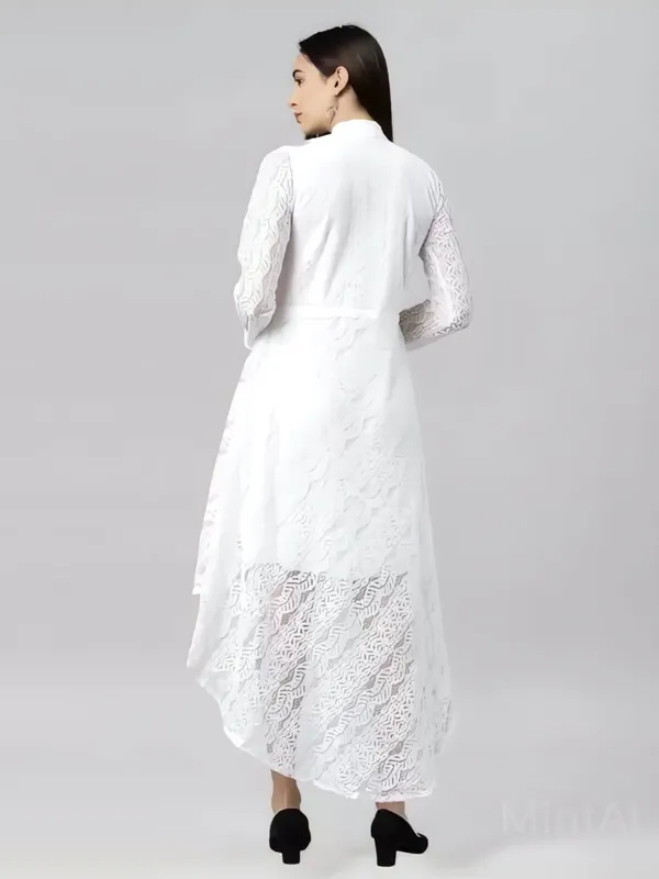 White_Coding_Net_With_Inner_Premium_High_Low_Dress_For_Women