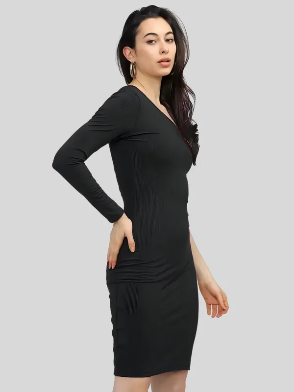 Black_Polyester_Blend_One_Shoulder_Solid_Bodycon_Dress