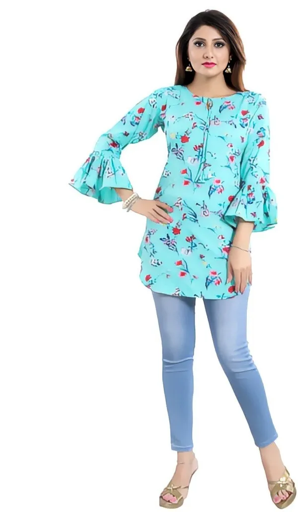 Light_Blue_Crepe_Floral_Printed_Tie-Up_Neck_Tunic_Tops