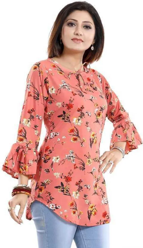 Orange_Crepe_Floral_Printed_Tie-Up_Neck_Tunic_Tops