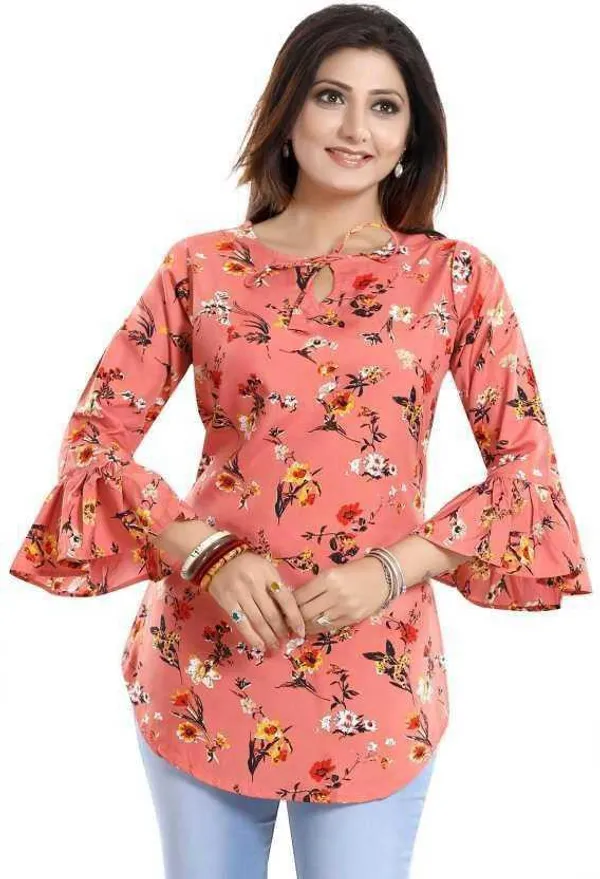 Orange_Crepe_Floral_Printed_Tie-Up_Neck_Tunic_Tops
