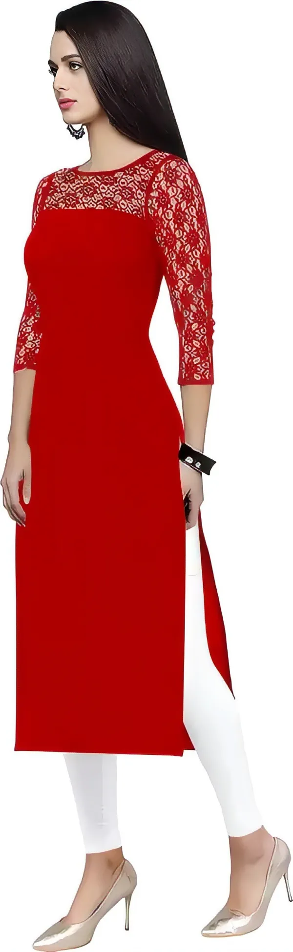 Women_Purple_&_Red_Premium_Crepe_Solid_Straight_A-Line_Combo_Kurtis