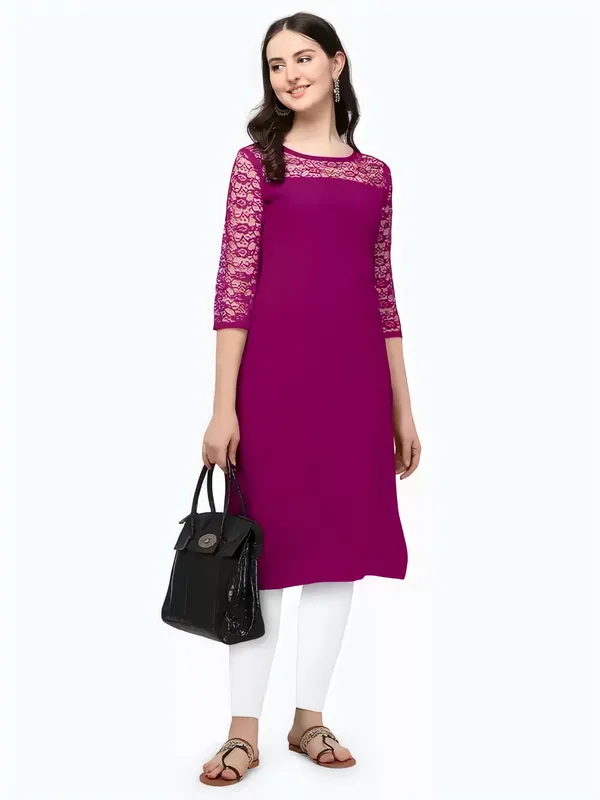 Purple_Crepe_Solid_Kurta_For_Women