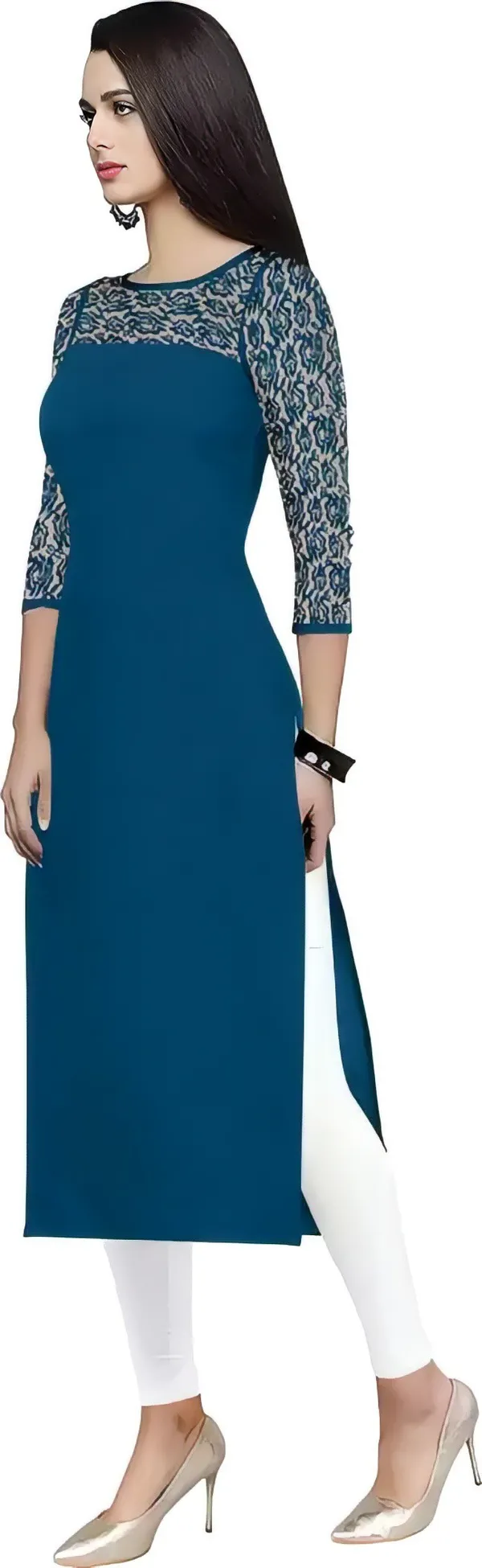 Purple&Light_Blue_Crepe_Solid_Kurta_For_Women