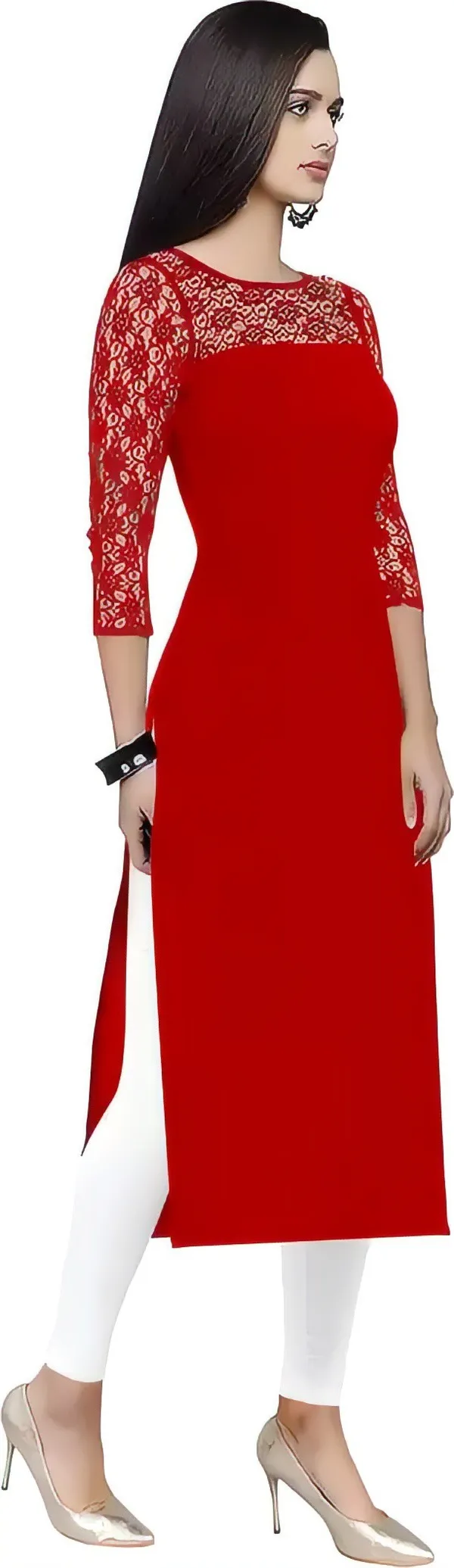Women_Red_Premium_Crepe_Solid_Straight_A-Line_Kurtis