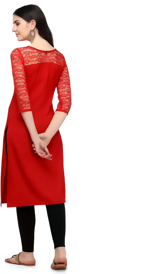 Women_Red_Premium_Crepe_Solid_Straight_A-Line_Kurtis