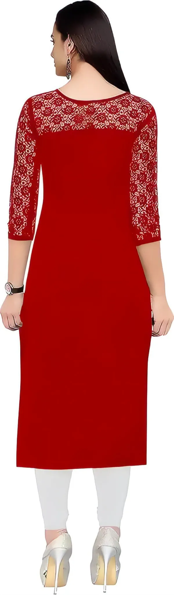 Women_Red_&_Grey_Premium_Crepe_Solid_Straight_A-Line_Combo_Kurtis