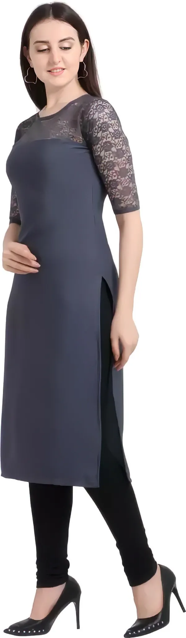 Women_Red_&_Grey_Premium_Crepe_Solid_Straight_A-Line_Combo_Kurtis