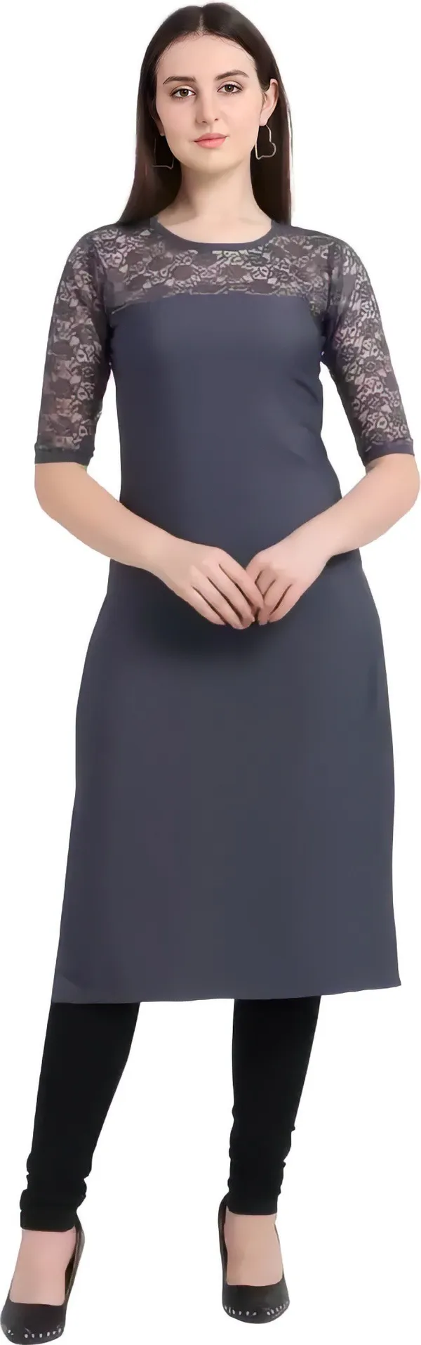Women_Red_&_Grey_Premium_Crepe_Solid_Straight_A-Line_Combo_Kurtis