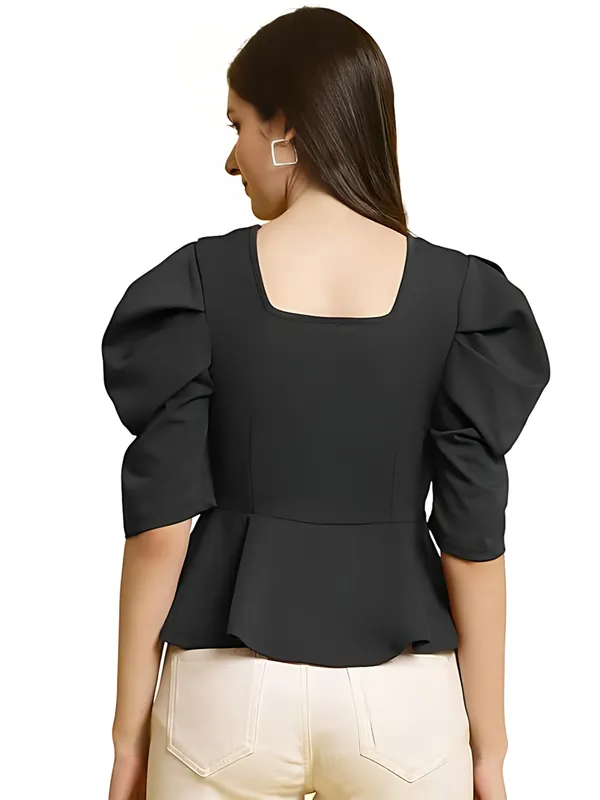 Women_Black_Polyester_Party_Wear_Solid_Puff_Sleeve_Western_Tops