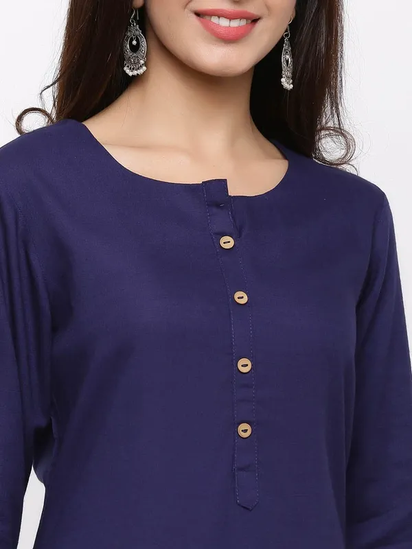 Blue_&_Light_Green_Premium_Cotton_Blend_Solid_Straight_Combo_Kurtis_With_Pocket