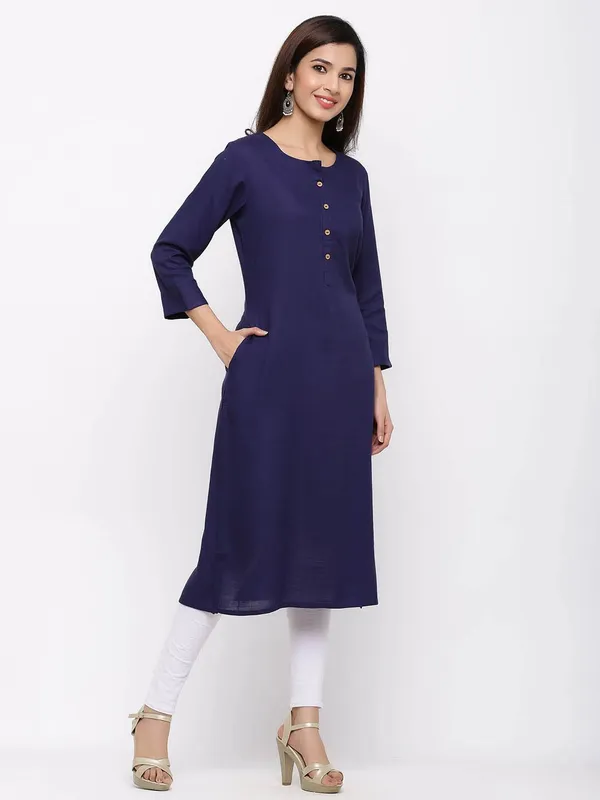 Blue_&_Light_Green_Premium_Cotton_Blend_Solid_Straight_Combo_Kurtis_With_Pocket