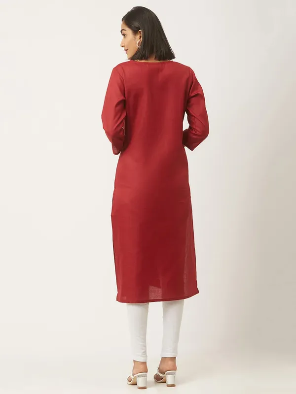 Maroon_&_Black_Premium_Cotton_Blend_Solid_Straight_Combo_Kurtis_With_Pocket