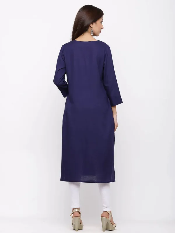 Blue_&_Maroon_Premium_Cotton_Blend_Solid_Straight_Combo_Kurtis_With_Pocket