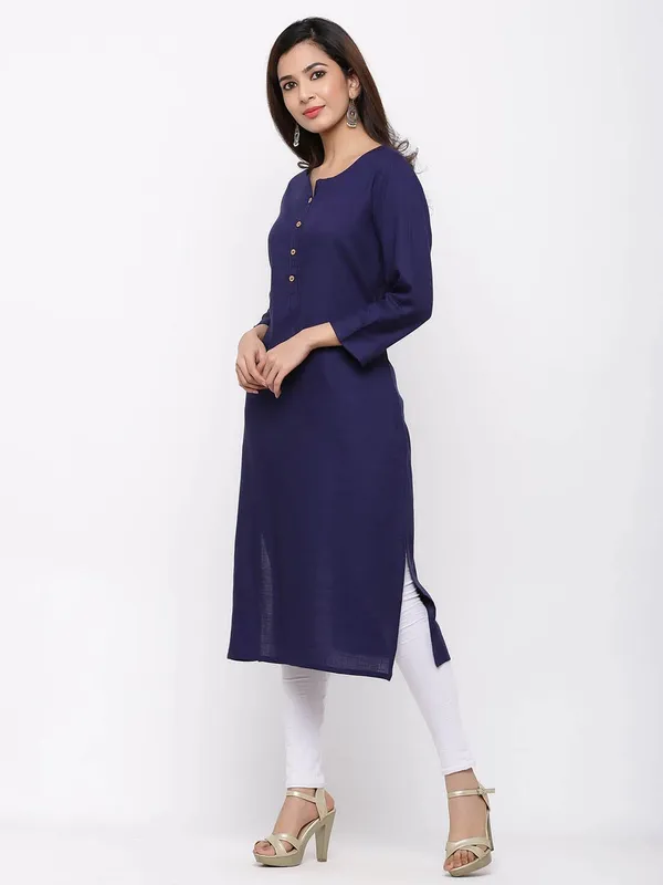 Blue_&_Maroon_Premium_Cotton_Blend_Solid_Straight_Combo_Kurtis_With_Pocket