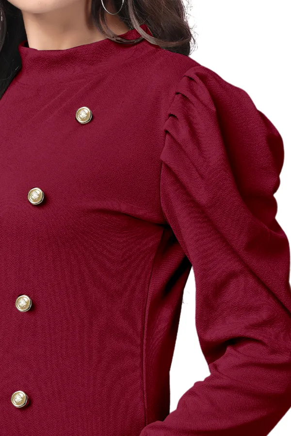 Maroon_Polyester_Classic_Wear_Puff_Sleeve_Regular_T-Shirts