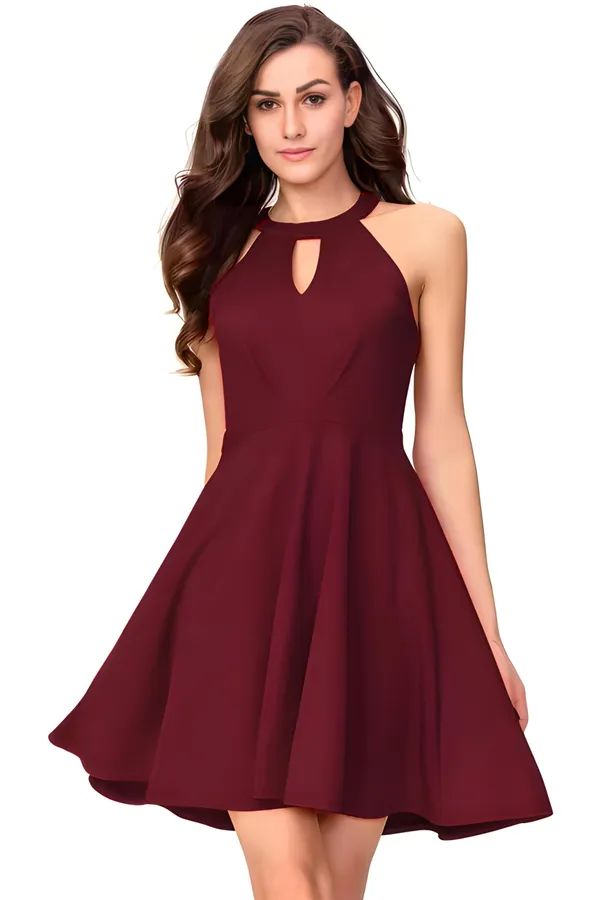Maroon_Women_Polyester_Fit_&_Flare_Solid_A_Line_Wrap_Dress