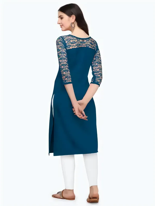 Women_Teal_Premium_Crepe_Solid_Straight_A-Line_Kurtis