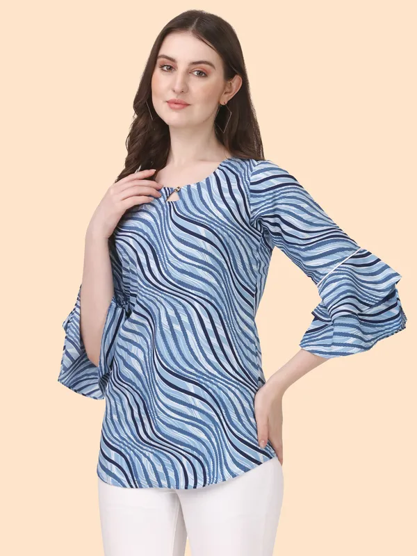 Blue_Crepe_Stripe_Printed_Bell_Sleeve_Tunic_Tops